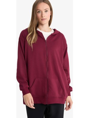 DeFacto Regular Fit Kapüşonlu İçi Yumuşak Tüylü Kalın Fermuarlı Sweatshirt D1606AX25WN