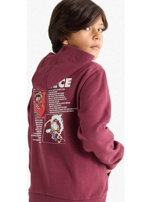 DeFacto One Piece Kapüşonlu İçi Yumuşak Tüylü Sırt Baskılı Sweatshirt Erkek Çocuk F9917A825WN