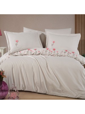 Premium Salome Taş - Poplin Çift Kişilik Nakışlı Nevresim Takımı