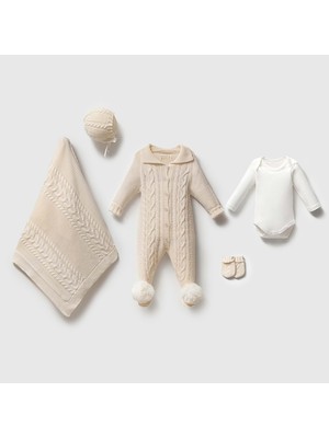 Nipperland Carmen Triko Beşli Set - Krem - 0 - 3 Ay Krem