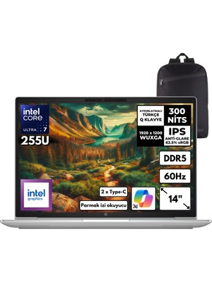 Hp Probook 4 G1I Ultra 7-255U 40-Gbddr5 1 Tbssd Intel Graphics 14" Wuxga Windows 10 Pro + Hmf Sırt Çantası C9FH1ETHMF78