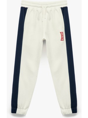 Üç Iplik Şardonlu Cepli Beli Lastikli Renk Kontrastlı Jogger Eşofman Altı
