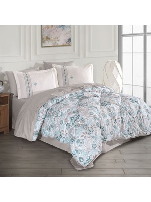 Anabel Turkuaz - Poplin Çift Kişilik Uyku Seti