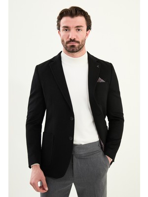 MCR Düz Slim Fit Torba Cepli Mendil Detaylı Yün Erkek Ceket
