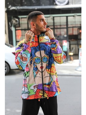 Rocqerx R-1919 Pow Desenli Dijital Baskılı Astarlı Rüzgarlık ve Yağmurluk