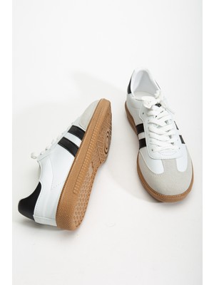 Daxtors Sanbo Unisex Ortopedik Beyaz Sneaker Spor Ayakkabı Düz Taban ve Suni Deri Malzeme