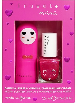 Inuwet 2li Set- Fuşya Su Bazlı Oje ve Kiraz Aromalı Dudak Nemlendiricisi