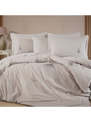 Premium Ashley Taş - Poplin Çift Kişilik Nakışlı Nevresim Takımı