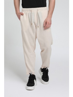 Duble Paça Katlamalı Keten Pantolon R-4222