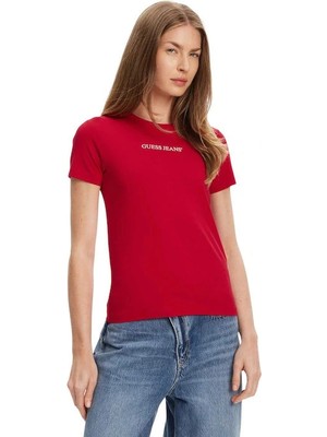 Guess Gj Ss Cn Slim Kadın Kırmızı Slim Fit T-Shirt W4YI01J1314-G585