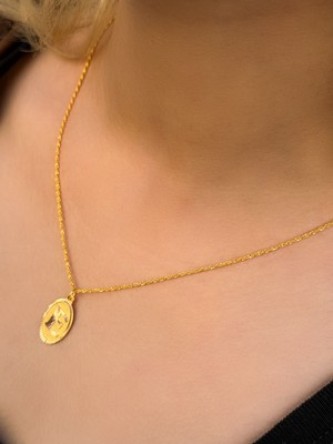 14 Ayar Altın Oval E Harfli Kolye