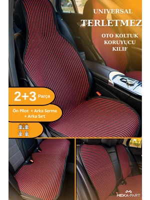 Meka Part Terletmez Oto Koltuk Koruyucu Kılıf %100 Pamuk 5 Li Tam Set Kırmızı Siyah Fiat Linea Tüm Modeller