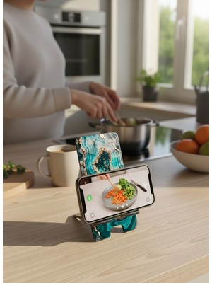 Standora Pleksi Telefon Standı ve Telefon Tutucu Premium Dalga Baskı Epoksi Baskı Tasarım