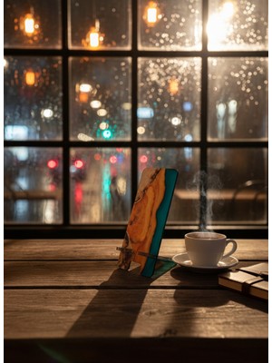 Standora Pleksi Telefon Standı ve Telefon Tutucu Premium Dağ Deniz Epoksi Baskı Tasarım