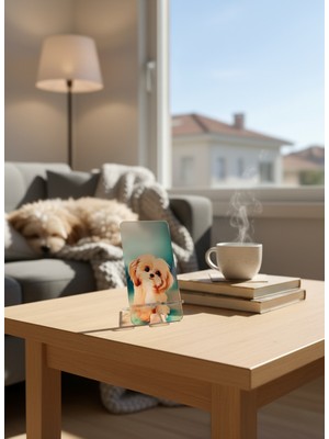 Standora Pleksi Telefon Standı ve Telefon Tutucu Premium Sevimli Köpek Epoksi Baskı Tasarım