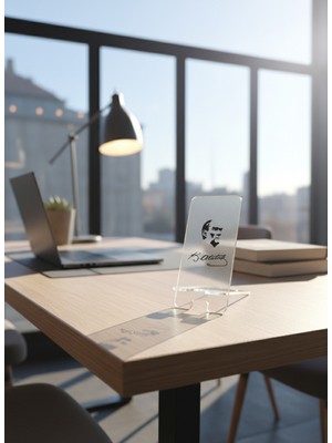 Standora Pleksi Telefon Standı ve Telefon Tutucu Premium Atatürk Imza Epoksi Baskı Tasarım