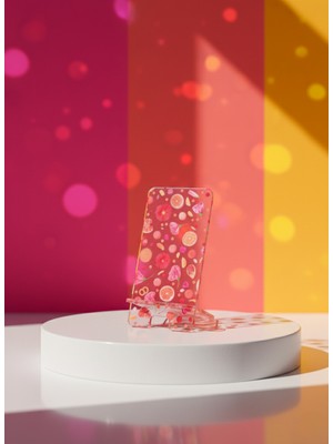 Standora Pleksi Telefon Standı ve Telefon Tutucu Premium Nar Çiçek Epoksi Baskı Tasarım