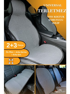 Meka Part Terletmez Oto Koltuk Koruyucu Kılıf %100 Pamuk 5 Li Tam Set Füme Beyaz Fiat Doblo Tüm Modeller