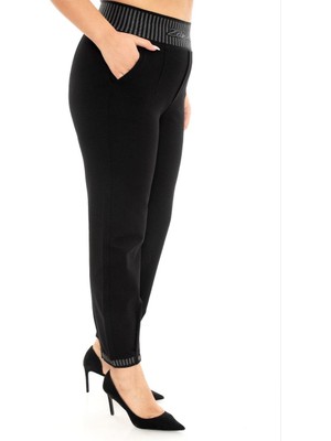 Büyük Beden Kadın Boru Paça Beli Lastikli Spor Şık Extra Battal Jogger Pantolon