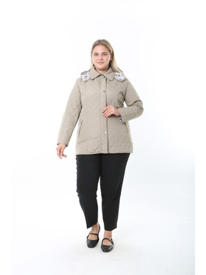 Kapitone Mont, Büyük Beden Mont, Baharlık, Büyük Beden Ceket, Kapüşonlu, Suya Dayanıklı Mont