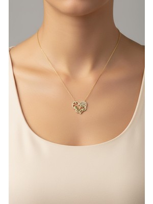 Anne Bebek Kalp Model 925 Ayar Beyaz Zirkon Taşlı Gümüş Kolye