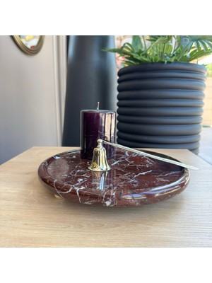 LİSPERA Lispera Elazığ Vişnesi Mermer Gümüş Top Ayaklı Sunum Tabağı , Elazığ Vişnesi Mermer Sunumluk