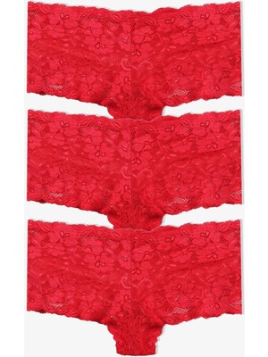 Kadın 3'lü Dantelli Boxer Külot (Farklı Dantel Seçenekleri)