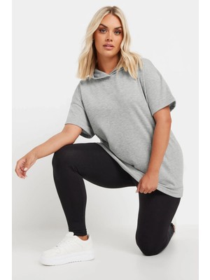 Büyük Beden Kısa Kollu Kapüşonlu Sweatshirt 303553