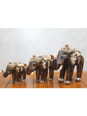 Ahşap 3'lü Fil Seti