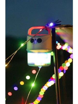 Çok Amaçlı Kamp Lambası Rgb 10 Metre Ip LED Aydınlatma Fener Powerbank Kamp Dağ Malzemesi