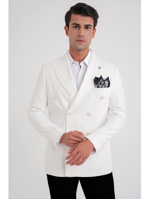 C 646 Ceket Slim Ekru Casual