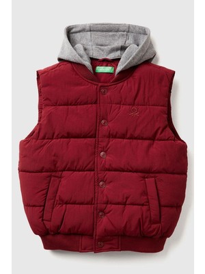 United Colors Of Benetton Erkek Çocuk 2IGGCJ012-25K Puffer Yelek Bordo