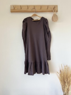 Mor Modal Fitilli Iskandinav Kız Çocuk Elbise