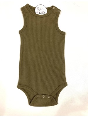 Asker Yeşili Askılı Fitilli Modal Çıtçıtlı Body