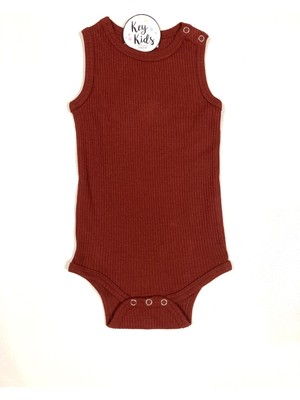 Kızıl Kahve Askılı Fitilli Modal Çıtçıtlı Body