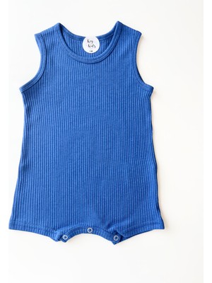 Saks Mavi Fitilli Askılı Romper Organik Modal Tulum %50 Modal %50 Pamuk