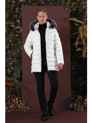 Ka 076 Slim Fit Beyaz Spor Kaban