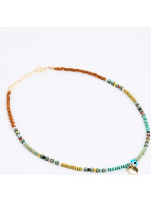 Jimmy Key Karışık Renkli Boncuk Detaylı Metal Figürlü Kolye