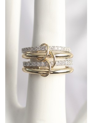 Pirinç Mix Renk Zirkon Taşlı 4'lü Kadın Yüzük - Lisinya