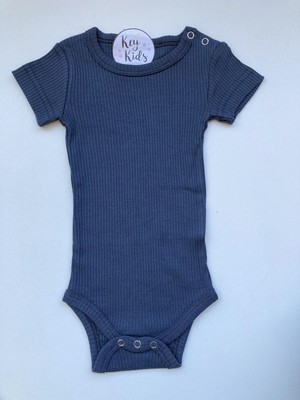 Indigo Kısa Kol Modal Fitilli Çıtçıtlı Body