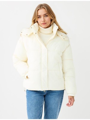 Jimmy Key Taş Kapitone Desenli Kapüşon Detaylı Cepli Puf Mont