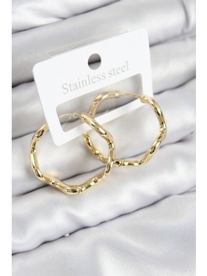 Pirinç Halka Model Gold Renk Kadın Küpe - Lisinya