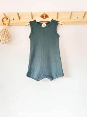 Haki Fitilli Askılı Romper Organik Modal Tulum %50 Modal %50 Pamuk