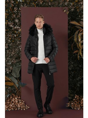 Efor Ka 076 Slim Fit Siyah Spor Kaban %100 Polyester Uzun Kol Erkek Düz Desenli Şık Tasarım