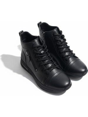 Hakiki Deri Kadın Günlük Fermuarlı Ortopedik Kadın Deri Bot