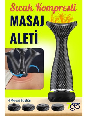 7go 7gmg4 Sıcak Kompresli Masaj Tabancası | 4 Başlık, 4 Kademe, Sessiz & Derin Masaj, 1500MAH Şarjlı