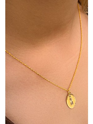 14 Ayar Altın Oval I Harfli Kolye