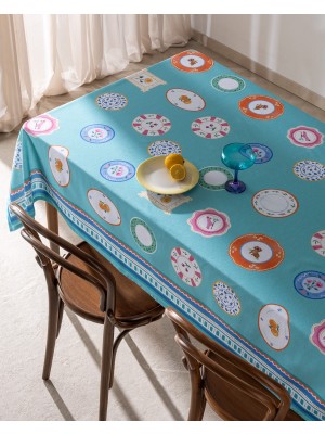 Madame Coco Souane Polycotton Masa Örtüsü - Turkuaz - 150x200 cm