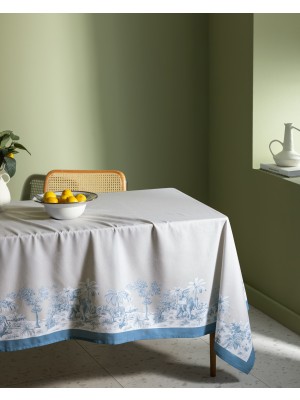 Madame Coco Ravage Polycotton Masa Örtüsü - Gri/Mavi - 150x250 cm
