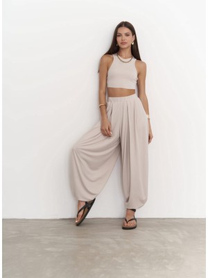 Mai Casey Taş Crop Pantolon Takım